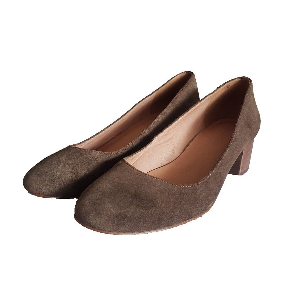 NIB Madewell Low Heel Ella Pumps Shoes Brown Mink Suede Size 7.5 $128